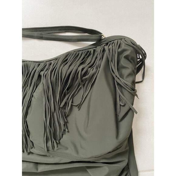 Swimsuits For All Swim One Piece Swimsuit Halter Fringe Swimwear - Picture 2 of 7